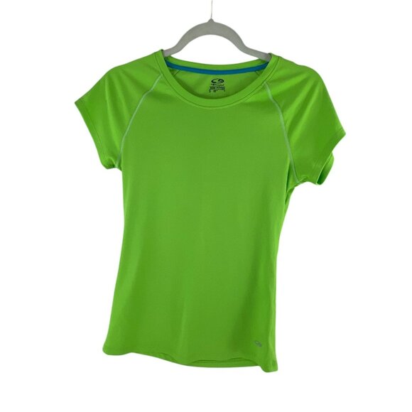 Champion Semi-Fitted Performance T-Shirt S Green Raglan Sleeves Workout Athletic - Picture 1 of 6